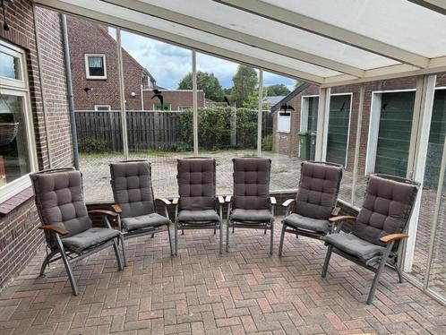 Hartman zes verstelbare tuinstoelen met kussens, Tuin en Terras, Tuinstoelen, Zo goed als nieuw, Verstelbaar, Ophalen