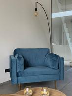Blauwe Fauteuil Velvet als Nieuw, Huis en Inrichting, Fauteuils, Ophalen, Zo goed als nieuw, Stof