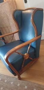 4-delige set : 2 fauteuils + 3-zitsbank + rotan tafel, Ophalen, Gebruikt, Hout