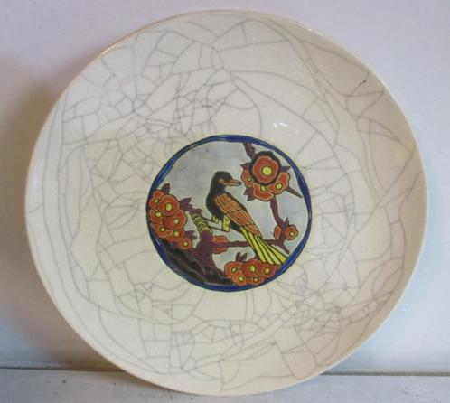 art deco Boch Keramis bord kleurrijke vogel  117, Antiek en Kunst, Antiek | Keramiek en Aardewerk, Verzenden