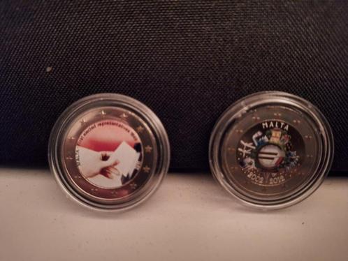 lot 2 euro gekleurde munten Malta 2011, 2012, Postzegels en Munten, Edelmetalen en Baren, Ophalen of Verzenden