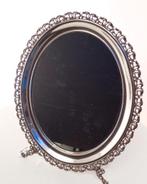 Grote spiegel met staander, massief zilveren spiegel Italië, Ovale, Moins de 50 cm, Utilisé, Enlèvement ou Envoi