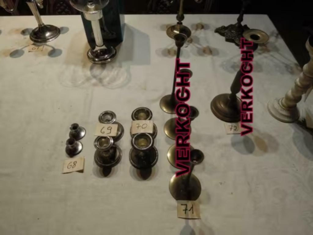 68-69-70-71 bougeoir zamak - cuivre Inde argent, Moins de 25 cm, Enlèvement ou Envoi, Utilisé, Chandelier