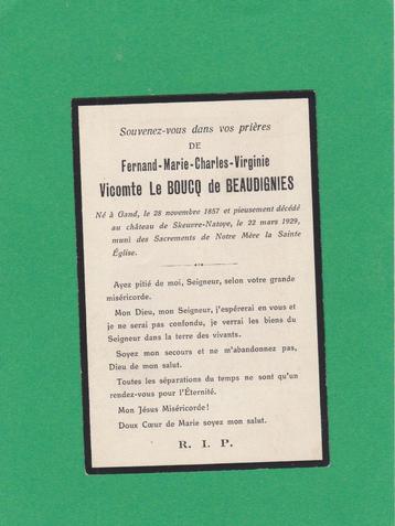 DP Vicomte Le Boucq de Beaudignies Fernand (Adel), Envoi, Image pieuse