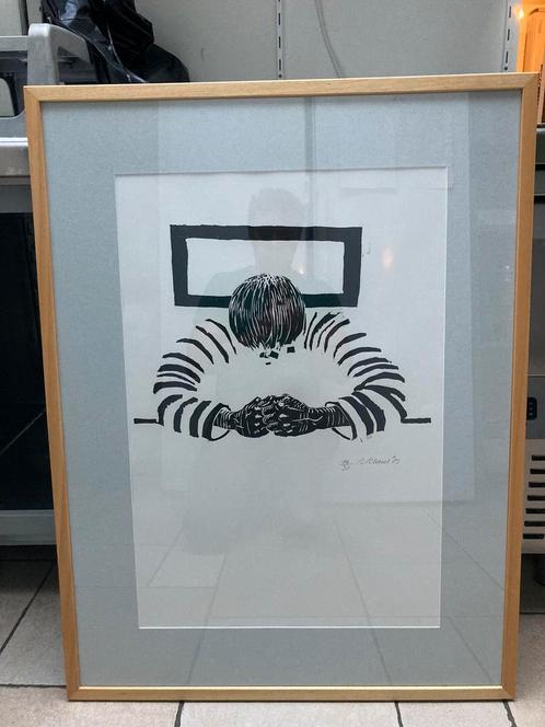 Roger raveel - dubbende man [i], Antiek en Kunst, Kunst | Litho's en Zeefdrukken, Ophalen