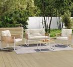 Nouveau set de jardin en acier blanc et rotin 4 places, Jardin & Terrasse, Ensembles de jardin, Neuf, Rotin, Salons de jardin