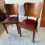 Jaren 40 stoelen met vering - bordeaux zitting - 10€/stoel, Ophalen