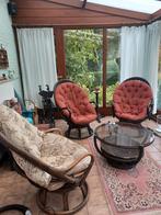 4 Rotan zetels + rotan Salontafel, Huis en Inrichting, Ophalen, Gebruikt, Riet of Rotan
