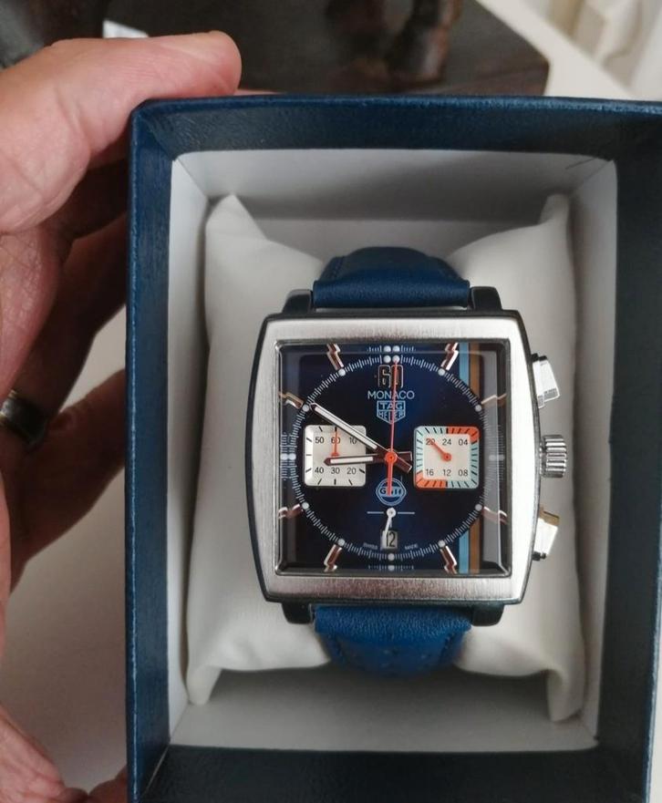 Tag heuer monaco horloge Zilverkleur met blauwe wijzerplaat, Handtassen en Accessoires, Horloges | Heren, Nieuw, Polshorloge, TAG Heuer
