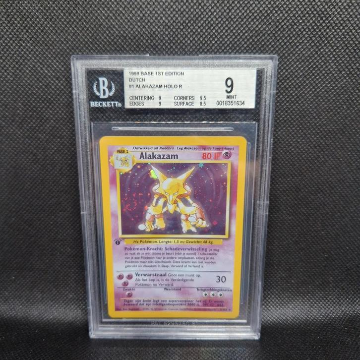 Alakazam Holo NL Base 1st Edition BGS 9, Hobby en Vrije tijd, Verzamelkaartspellen | Pokémon, Ophalen of Verzenden