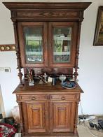 Antieke eiken buffetkast – geëtst glas, Antiek en Kunst, Ophalen