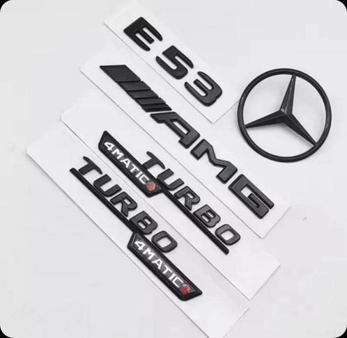 Mercedes E53 AMG Embleem Set Zwart V8 Biturbo Nieuw, Auto diversen, Autostickers, Ophalen of Verzenden