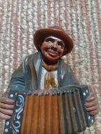 L accordéoniste statuette bois polychrome, Antiek en Kunst, Kunst | Beelden en Houtsnijwerken, Ophalen