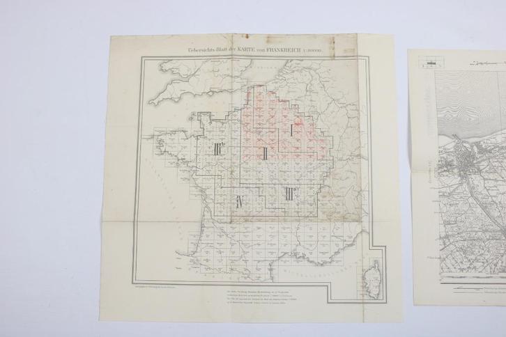 Duitse topografische kaarten van Noord-Frankrijk, 1914-1915, Verzamelen, Militaria | Algemeen, Overige soorten, Overige typen