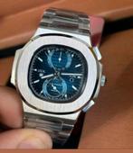 Nautilus Time Travel Chronograph, donker blauwe wijzerplaat, Handtassen en Accessoires, Overige merken, Staal, Staal, Polshorloge