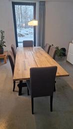 eettafel Ikea SKOGSTA + 6 stoelen BERGMUND, Comme neuf, 100 à 150 cm, Enlèvement, Rectangulaire