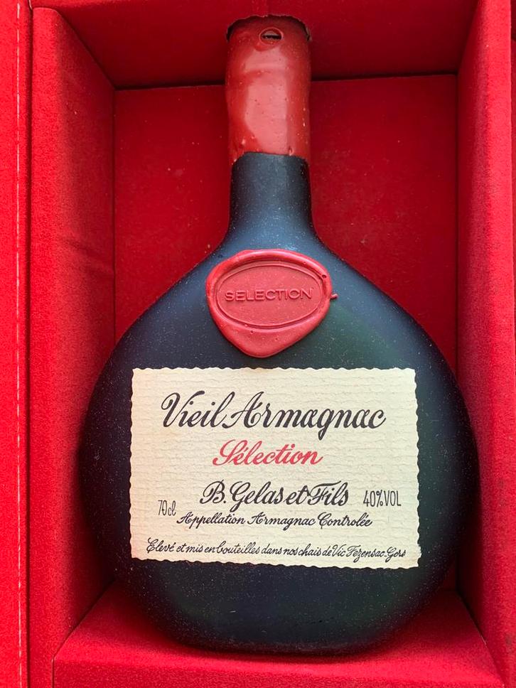 Vieil Armagnac - B. Gelas & Gils 1986 - zeldzame fles, Verzamelen, Wijnen, Zo goed als nieuw, Frankrijk, Ophalen