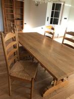 massief eiken tafel met 4 stoelen, Huis en Inrichting, Eikenhout, Zo goed als nieuw, Ophalen