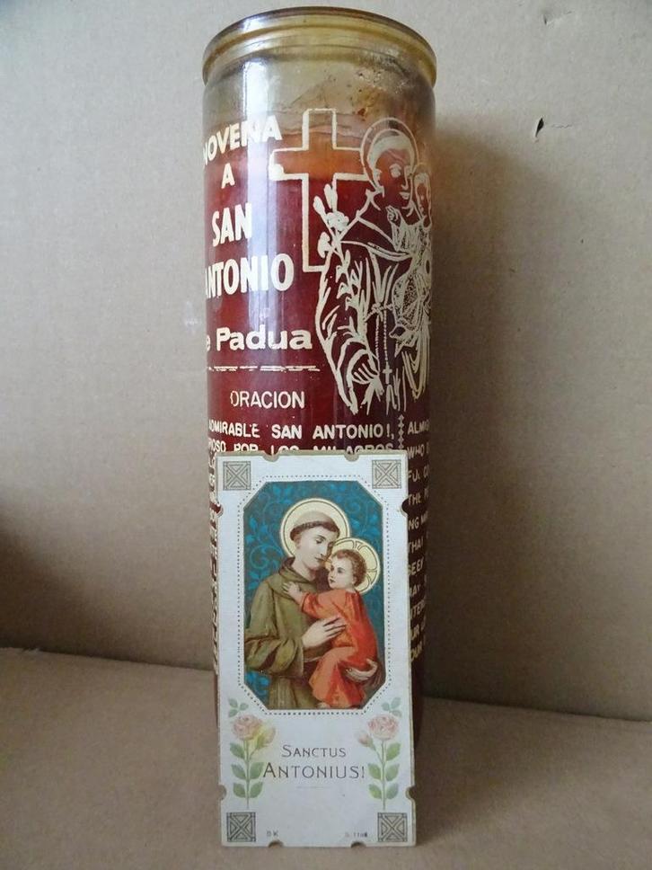 Heilige Antonius Padua vintage noveenkaars + antiek prentje, Verzamelen, Religie, Gebruikt, Christendom | Katholiek, Overige typen