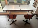 Bureau scolaire vintage double – modèle à abattants, Enlèvement, Utilisé, Bureau