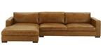 Canapé d'angle fixe 5 places vintage en cuir - Maisons Du Mo, Maison & Meubles, Canapés | Salons, 300 cm ou plus, 150 cm ou plus