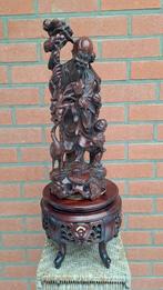 Chinees houten sculptuur + sokkel, Antiek en Kunst, Ophalen