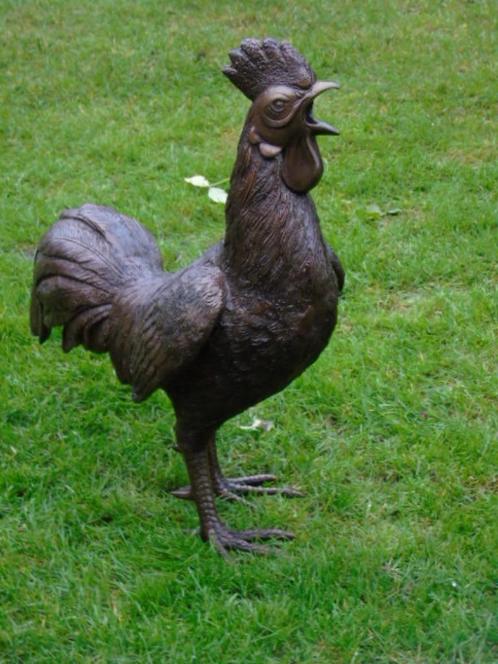 een bronzen haan helemaal in reliëf, op ware grootte!, Tuin en Terras, Tuinwanddecoratie, Nieuw, Ophalen
