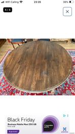 Ronde of ovalen tafel, bruin eik verlengbaar, 2 tussenbladen, Huis en Inrichting, Tafels | Eettafels, Ophalen, Gebruikt, 100 tot 150 cm