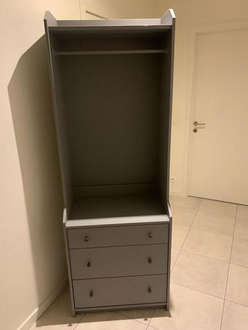 IKEA HAUGA Open Kledingkast met 3 Lades (Grijs)