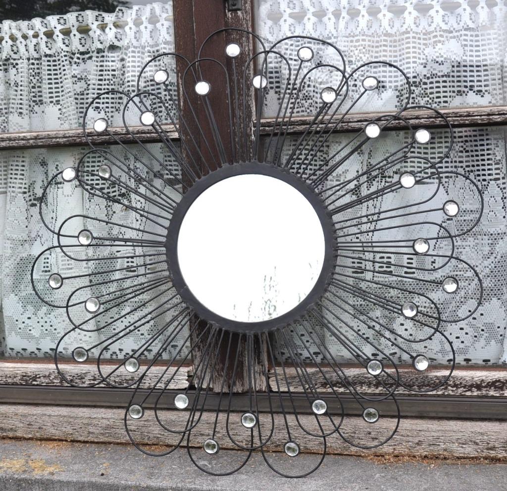 miroir soleil tour metal avec rehaut de perles, Enlèvement ou Envoi, Utilisé, Rond