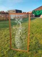 1970s groot XL kunstwerk glasraam pauw Art Nouveau stijl, Antiek en Kunst, Ophalen