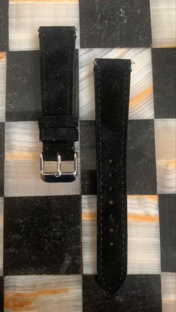 20 mm Nieuwe zwarte suède horlogeband beschikbaar voor biedingen
