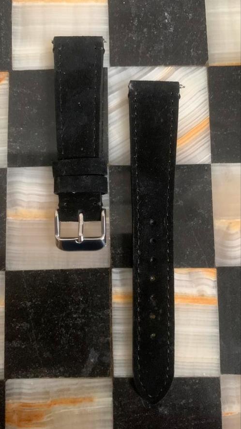 20 mm Nieuwe zwarte suède horlogeband, Handtassen en Accessoires, Overige Accessoires, Nieuw, Ophalen of Verzenden