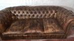 CHESTERFIELD 3-zitscollectie bank bruin gepatineerd leer, Ophalen, Gebruikt, Hout
