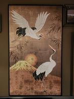 Grote schilderije van Japanse kraanvogels, Antiek en Kunst, Ophalen