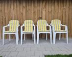 4 plastieken Hartman tuinstoelen + 4 omkeerbare kussens, Jardin & Terrasse, Chaises de jardin, Enlèvement, Utilisé, Plastique