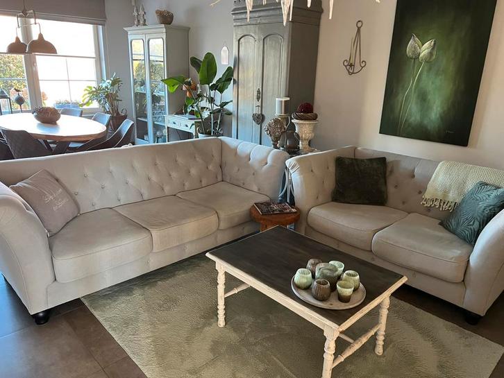 Salonzetels 3 + 2 zit grijs, Huis en Inrichting, Zetels | Zetels, Zo goed als nieuw, Rechte bank, Stof, Ophalen