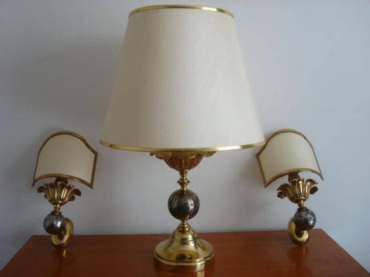 VINTAGE HOLLYWOOD REGENCY STIJL LAMPEN SET VAN 3, Huis en Inrichting, Lampen | Wandlampen, Zo goed als nieuw, Metaal, Ophalen