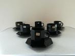 Eighties zes zwarte koffietassen of kopjes Arcoroc Octime, Maison & Meubles, Cuisine | Vaisselle, Comme neuf, Tasse(s) et/ou soucoupe(s)