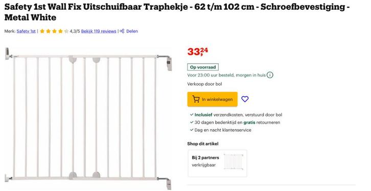 Traphekje Safety First 15€ per stuk (2 voor 25€), Kinderen en Baby's, Traphekjes, Gebruikt, Overige typen, Metaal of IJzer, minder dan 100 cm