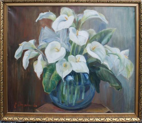 Emile Thysebaert (1873-1963): Bloemenstilleven (O/D, 100x84), Antiek en Kunst, Kunst | Schilderijen | Klassiek, Ophalen of Verzenden