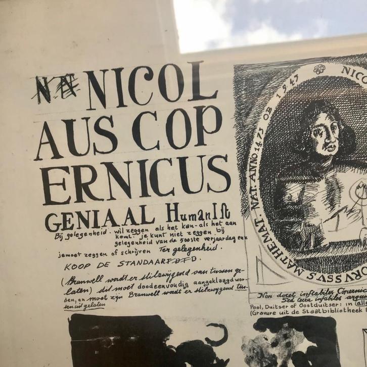 zw/w lithografie "Nicolaus Copernicus" Toon Tersas 1973, Antiek en Kunst, Kunst | Litho's en Zeefdrukken, Ophalen of Verzenden