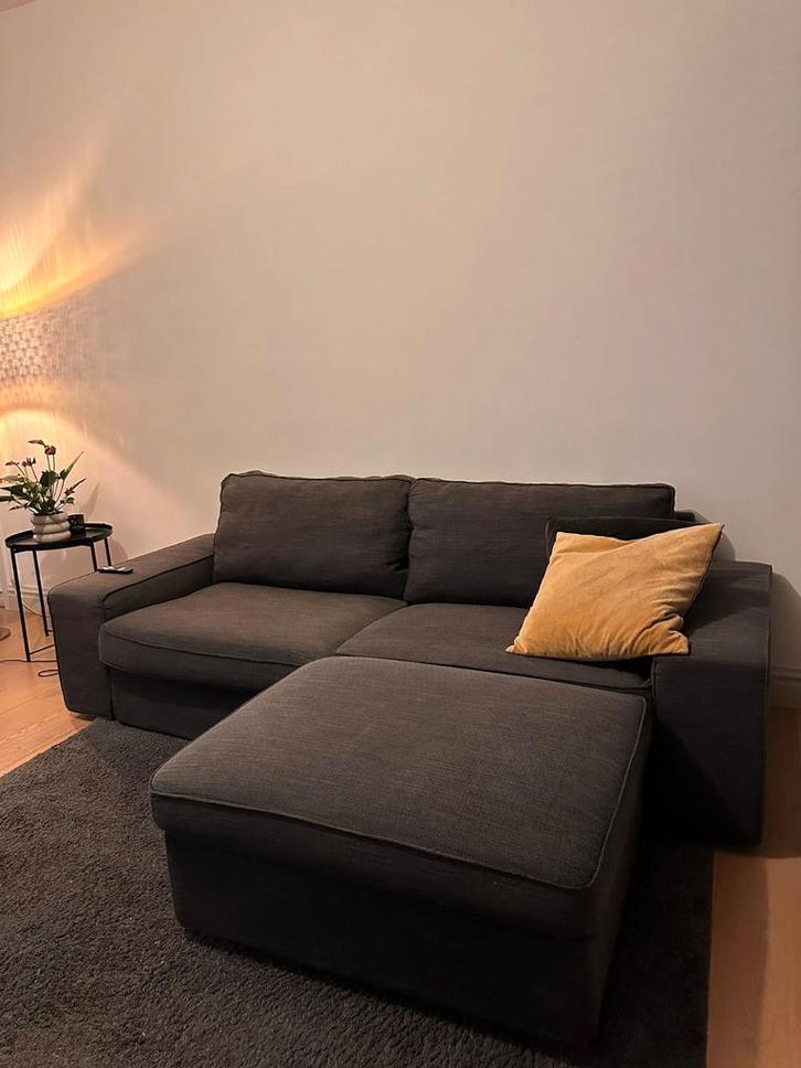 Zetel Ikea Kvik 3-zit + poef, Maison & Meubles, Canapés | Sofas & Chaises Longues, Utilisé, Trois personnes, Enlèvement