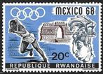 1 Postzegel Rwanda 1968 Olympische Spelen – Mexico, Ophalen of Verzenden, Postfris, Sport