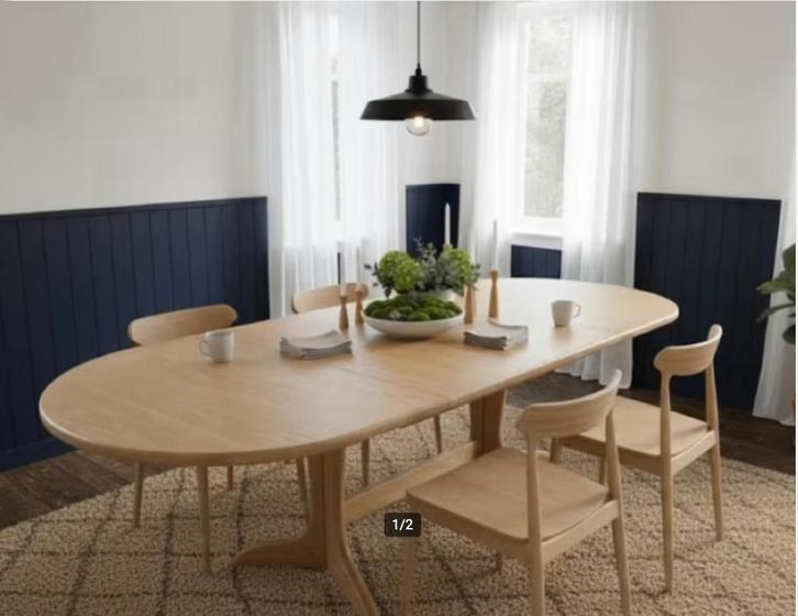 eiken scandinavische tafel, Huis en Inrichting, Tafels | Eettafels, Gebruikt, Rond, Ophalen of Verzenden