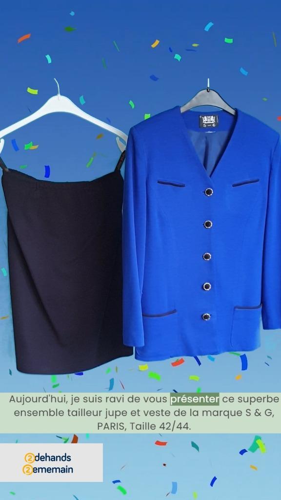 S & G PARIS rok- en jaspak te koop, Kleding | Dames, Jasjes, Kostuums en Pakken, Zo goed als nieuw, Kostuum of Pak, Maat 42/44 (L)
