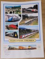 Verzameldocument 75 jaar NMBS + 3 postzegels met stempel, Ophalen of Verzenden, Zo goed als nieuw, Trein, Kaart of Prent