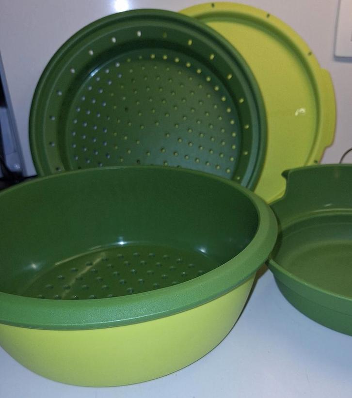Tupperware MicroGourmet Stoompan, Maison & Meubles, Cuisine| Tupperware, Comme neuf, Récipient ou Bol, Vert, Enlèvement