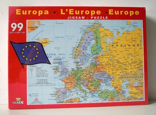 Nieuwe puzzel met kaart Europa  99 st., Hobby en Vrije tijd, Denksport en Puzzels, Nieuw, Legpuzzel, Minder dan 500 stukjes, Ophalen of Verzenden