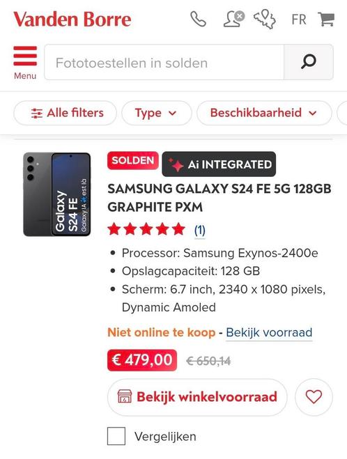 Samsung s24FE Graphite (nieuwstaat, Telecommunicatie, Mobiele telefoons | Samsung, Ophalen of Verzenden